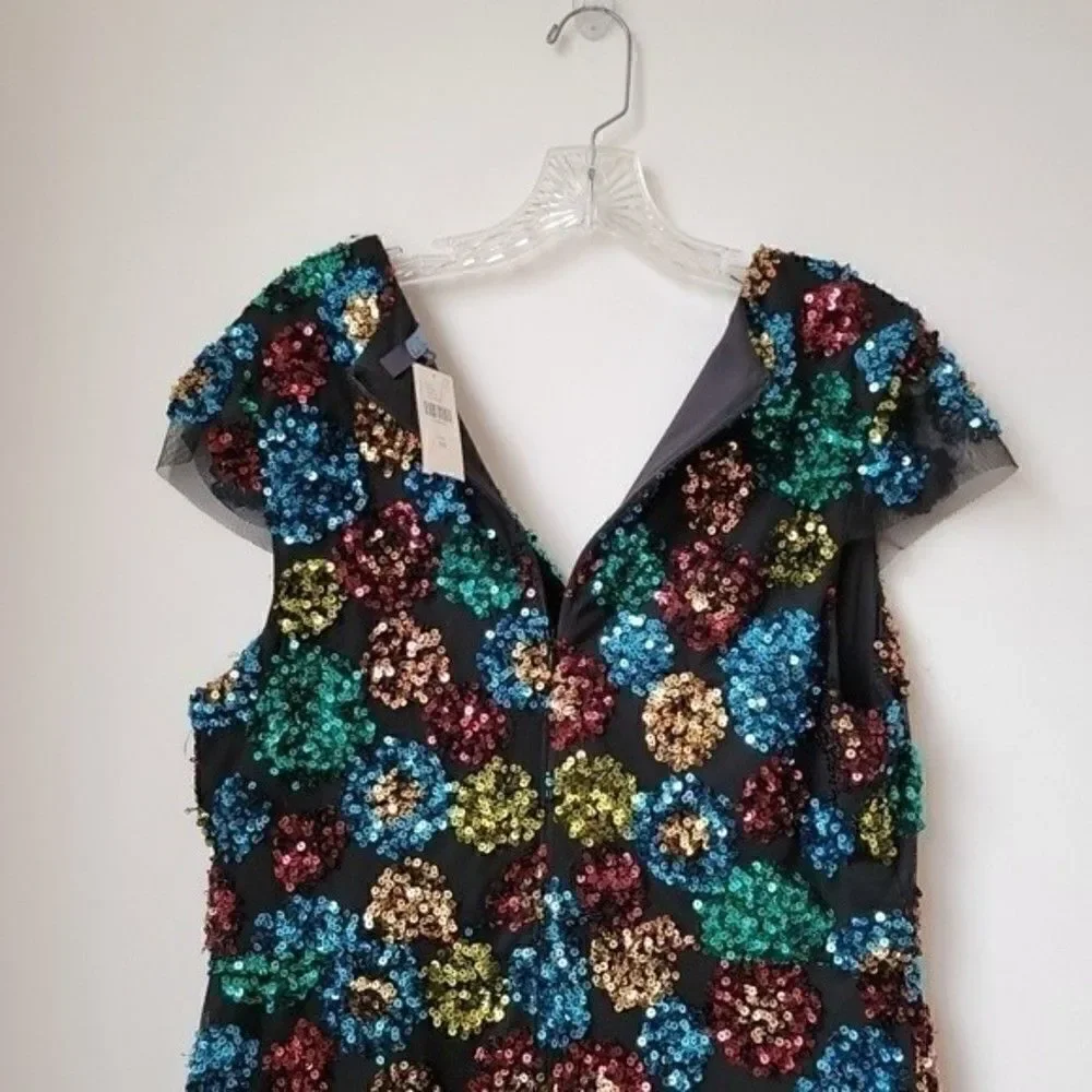 NWT Anthropologie Eva Franco Multicolor Sequined Holiday Party Midi Dress - Picture 12 of 16